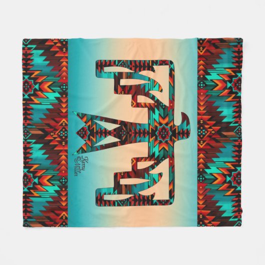 Tribal Thunderbird Fleece Blanket Deken (Voorkant (Horizontaal))