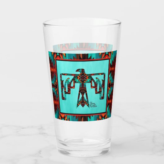 Tribal Thunderbird Glass Cup Glas (Achterkant)