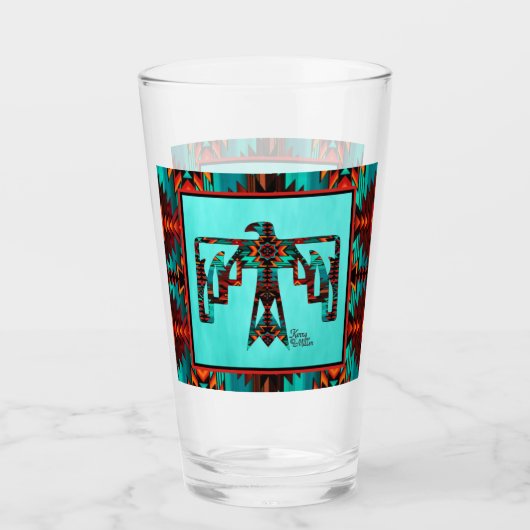 Tribal Thunderbird Glass Cup Glas (Voorkant)