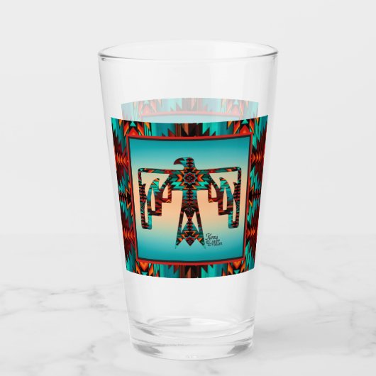 Tribal Thunderbird Glass Cup Glas (Voorkant)