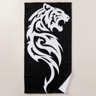 Tribal Tiger Minimal Black and White Design Strandlaken