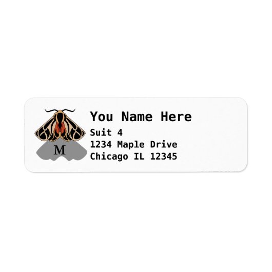 Tribal Tiger Moth Monogram Etiket (Voorkant)