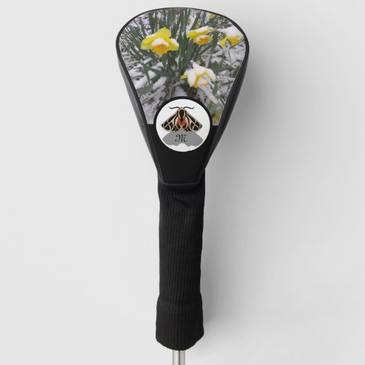 Tribal Tiger Moth Monogram met foto Golfheadcover (Voorkant)
