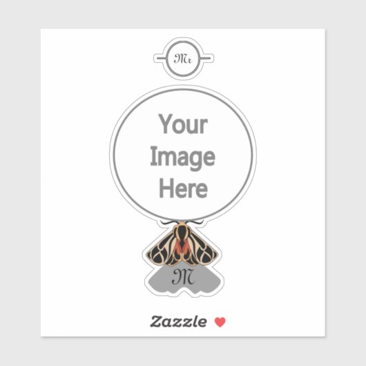 Tribal Tiger Moth Monogram Sticker (Vel)