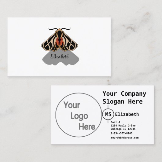 Tribal Tiger Moth Monogram Visitekaartje (Voorkant / Achterkant)