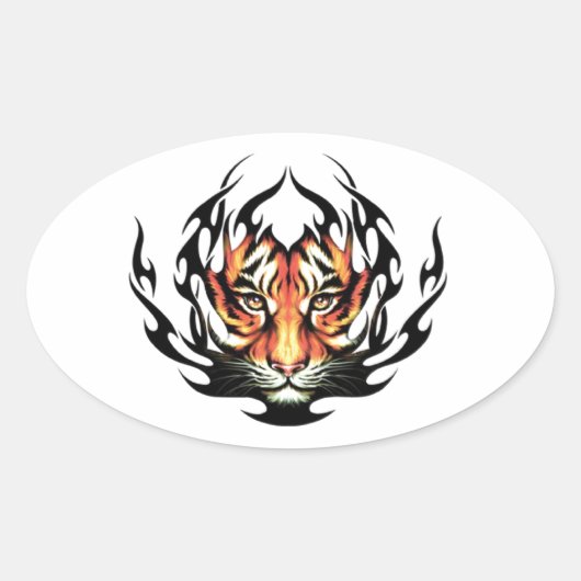 Tribal tiger ovale sticker (Voorkant)