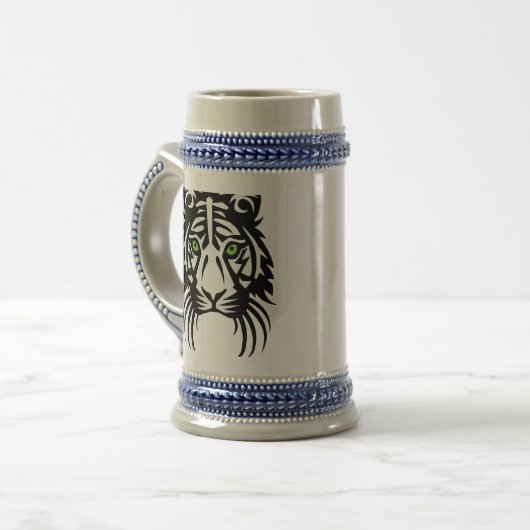 Tribal Tiger Tattoo Black White Bierpul (Voorkant links)