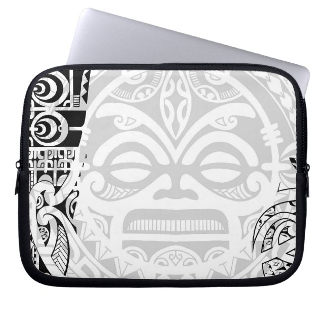 Tribal tiki totem gezichtsmasker tatodesign Polyne Laptop Sleeve (Voorkant)