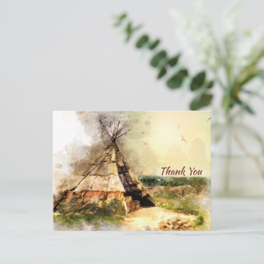Tribal Tipi en Hartpijl Boho Teepee Dank u Briefkaart (Staand voorkant)
