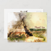 Tribal Tipi en Hartpijl Boho Teepee Dank u Briefkaart (Voorkant / Achterkant)