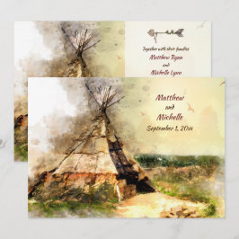 Tribal Tipi en Heart Arrow Boho Teepee Wedding Kaart