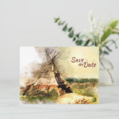 Tribal Tipi en Heart Arrow Boho Teepee Wedding Save The Date (Staand voorkant)