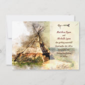 Tribal Tipi en Heart Arrow Boho Teepee Wedding Save The Date (Achterkant)