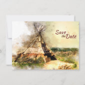 Tribal Tipi en Heart Arrow Boho Teepee Wedding Save The Date (Voorkant)