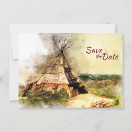 Tribal Tipi en Heart Arrow Boho Teepee Wedding Save The Date