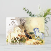 Tribal Tipi en Paarden in Liefde Boho Teepee Bruil Kaart (Staand voorkant)