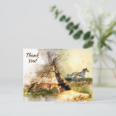 Tribal Tipi, Indische paard Boho Tipi Dank u Briefkaart (Staand voorkant)