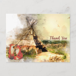 Tribal Tipi, Vossen en Hartpijl Boho Dank u Briefkaart