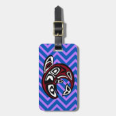 Tribal Totem Tattoo Noordwestkust Alaskan Orca Bagagelabel (Voorkant verticaal)