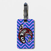 Tribal Totem Tattoo Noordwestkust Alaskan Orca Bagagelabel (Achterkant verticaal)