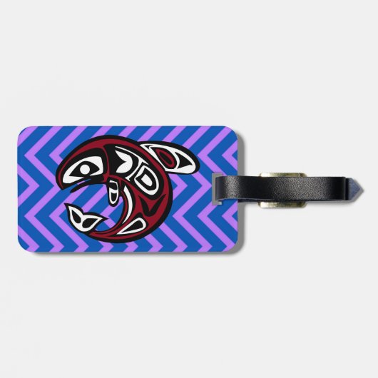 Tribal Totem Tattoo Noordwestkust Alaskan Orca Bagagelabel (Achterkant horizontaal)