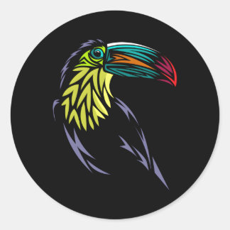 Tribal Toucan Bird Ronde Sticker