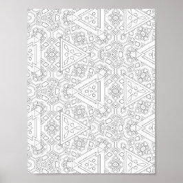 Tribal Triangle Pattern Coloring Page Geometric Poster