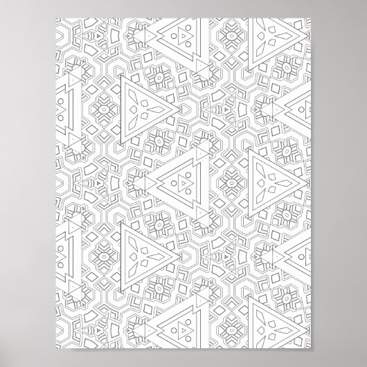 Tribal Triangle Pattern Coloring Page Geometric Poster (Voorkant)