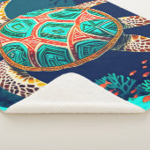 Tribal Tropical Zee Turtle Sherpa Deken (3/4)
