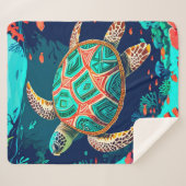 Tribal Tropical Zee Turtle Sherpa Deken (Voorkant (horizontaal))