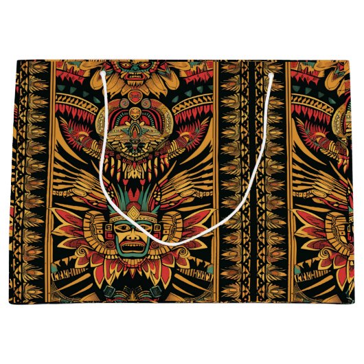 Tribal Turquoise "Aztec Dream" Luxe geschenktas Groot Cadeauzakje (Voorkant)