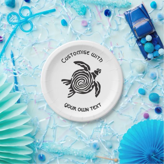 Tribal Turtle Design Custom Text Papieren Bordje (Feest)