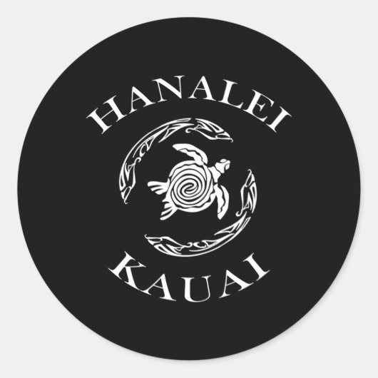 Tribal Turtle Hanalei Kauai Ronde Sticker (Voorkant)