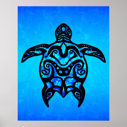 Tribal Turtle Hibiscus Poster (Voorkant)