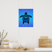 Tribal Turtle Hibiscus Poster (Keuken)