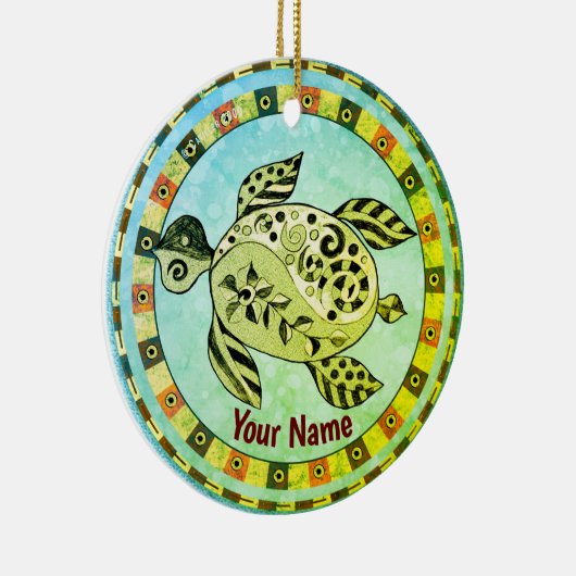 Tribal Turtle Keramisch Ornament (Rechts)