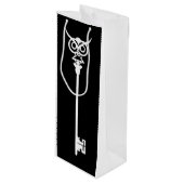 Tribal Uil Skelet Key Wijn Cadeautas (Voorkant Gekanteld)