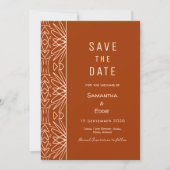 Tribal Verbrand Sinaasappel Save the Date Kaart (Voorkant)