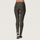 Tribal Vibe Black en Tan Print Leggings (Achterkant)