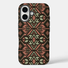 Tribal Vibes – Aardse geometrische Azteekse patroo iPhone 16 Hoesje