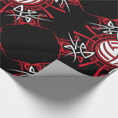Tribal Volleybal Mandala Rode en Zwarte Sport Cadeaupapier