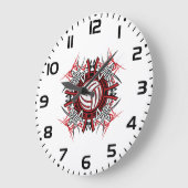 Tribal Volleybal Mandala Rode en Zwarte Sport Grote Klok (Hoek)