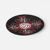 Tribal Volleybal Mandala Rode en Zwarte Sport Papieren Bordje (Gekanteld)