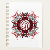 Tribal Volleybal Mandala Rode en Zwarte Sport Planner (Voorkant)