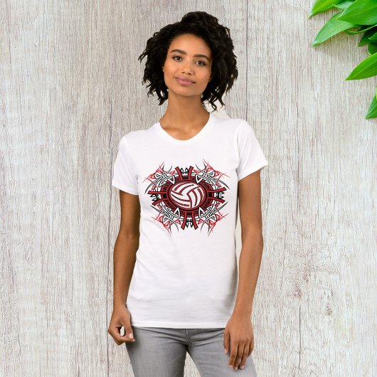 Tribal Volleybal Mandala Rode en Zwarte Sport T-shirt