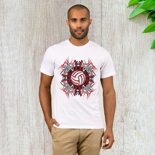 Tribal Volleybal Mandala Rode en Zwarte Sport T-shirt