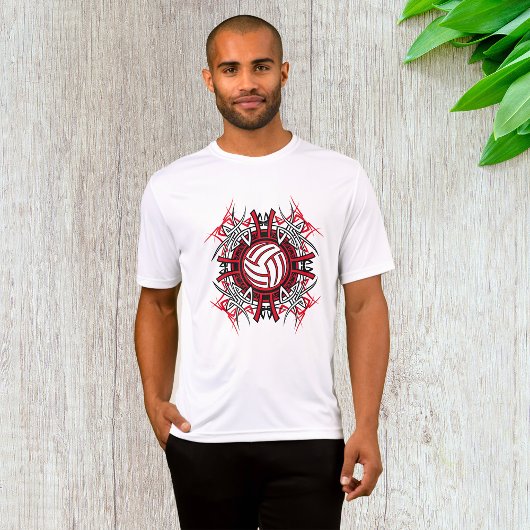Tribal Volleybal Mandala Rode en Zwarte Sport T-shirt