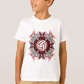 Tribal Volleybal Mandala Rode en Zwarte Sport T-shirt (Voorkant)