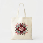 Tribal Volleybal Mandala Rode en Zwarte Sport Tote Bag (Voorkant)