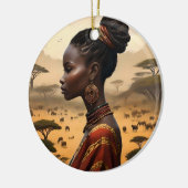 Tribal vrouw kijken over haar Afrikaanse landschap Keramisch Ornament (Links)
